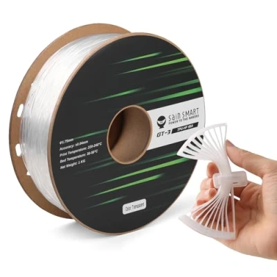 Imagen de filamento SainSmart TPU de 1,75 mm, flexible para impresora 3D GT 3 impresión alta velocidad 500 mm/s, resistente a los rayos UV, transparente, bobina 1 kg