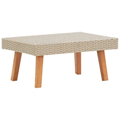 Imagen de vidaXL Mesa de Centro Jardín Auxiliar Consola Mesita Salón Lateral para Teléfono Té Café Sofá Hogar Sala Estar Ratán Sintético Beige