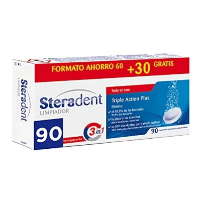 Imagen de Steradent Triple Accion Plus Limpieza Protesis Dentales 90 comprimidos