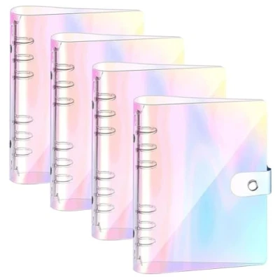 Imagen de 4 Piezas Cubierta de Carpeta A5 Funda Protectora para Color Transparente Anillas 6 Recargable Cuaderno Hojas Sueltas Bolsa