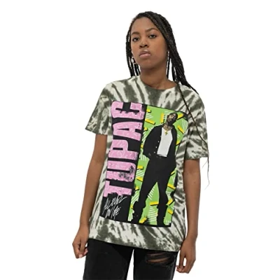 Imagen de Tupac Camiseta 2PAC All Eyez On Me Logo Oficial Unisex Dye Wash verde, M