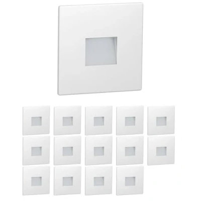 Imagen de ledscom.de 15 LED luz de escalera/luz pared empotrada FOW para interior y exterior, downlight, angular, 85 x 85mm, blanco frío