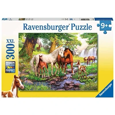 Imagen de Ravensburger Caballos Salvajes en el río Horses Puzzle de 300 Piezas, Color Amarillo (12904)