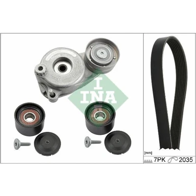 Imagen de INA 529 0050 10 Juego de correas trapeciales poli V Revisar/sustituir poleas libres del alternador MERCEDES BENZ: Clase E Berlina, C Berlina