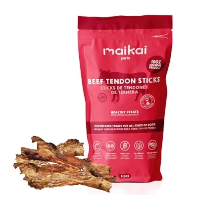 Imagen de MAIKAI Tendones de Ternera para Perros 8 Unidades Chuches Naturales Snacks Saludables Deshidratada Golosinas Dieta Barf Premios