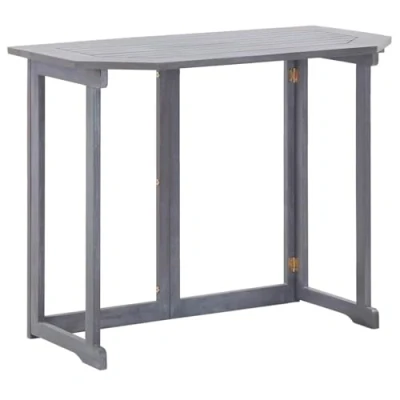 Imagen de vidaXL Mesa Plegable de Balcón Rectangular Mueble para Exterior Patio Terraza Comedor Juego Café Merienda Gris Madera Maciza Acacia