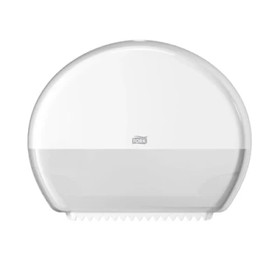 Imagen de Tork Dispensador de Rollos Papel Higiénico Mini Jumbo Blanco T2, Cerrado, Rango Elevación, 555000