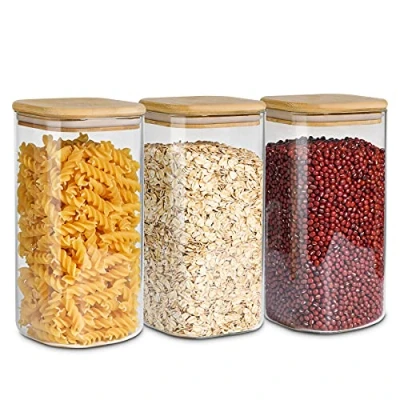 Imagen de ComSaf 1500ml Tarros de Cristal con Tapa Conjunto 3, Botes Vidrio Borosilicato y Anillo Sellado Silicona, Hermético Transparente Cocina Recipientes para Alimentos