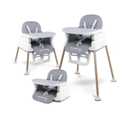 Imagen de Mobiclinic® Kids, Trona bebé evolutiva, 3 en 1, Kiara, Elevador + Silla de juegos Alta, Plegable, Arnés con 5 puntos, Bandeja ajustable, 6 36 meses, Hasta 15 kg, Textil impermeable