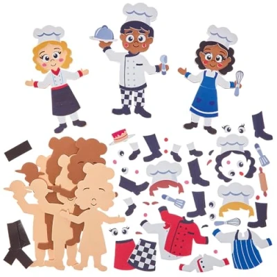 Imagen de Baker Ross FN065 Kits de imanes Chef Mix &amp; Match Pack 8, manualidades decoración para niños