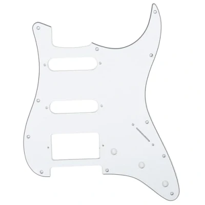 Imagen de Musiclily 11 Agujeros HSS Strat Pickguard Golpeador para Fender American/México Standard Stratocaster Estilo Moderno, 3 capas Blanco