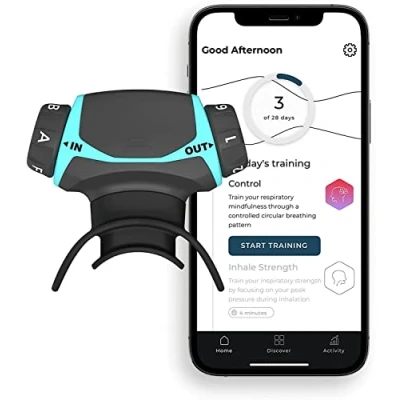 Imagen de Airofit Active™ Entrenador respiratorio y aplicación de respiración Virtual Bienestar General, Mejorar la Capacidad pulmonar, Estilo Vida Activo Excelente para Deporte (Turquesa)