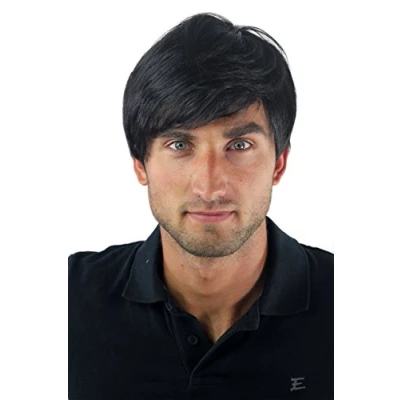 Imagen de Peluca masculina, para hombres, bisoñé, cardado, corto, juvenil, moderno, informal, negro GFW 994 1B