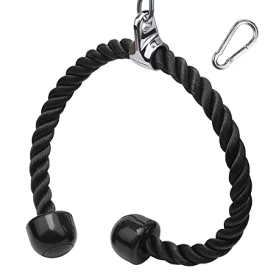 Imagen de XYZDOUBLE Triceps Cuerda Bíceps Cable De La TríCeps para Multi Gym Nylon Manijas Antideslizantes Dorsal, Biceps, Triceps, Gimnasio o Hogar Negro 90cm