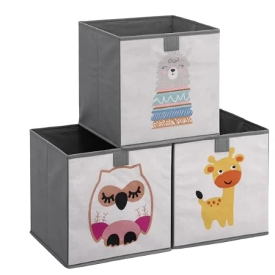 Imagen de Navaris Caja Juguetes Plegable 3X Organizador Infantil 28 x cm Set de Almacenaje Plegables Cesta para Guardar Peluches
