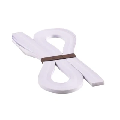 Imagen de ODETOJOY Tiras de papel para filigranas, 10 mm, color negro, verde, blanco, rojo, 120 unidades, longitud ajustable 52 cm Blanco