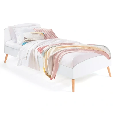 Imagen de IDMarket Cama individual escandinava 90x190 CM Soren Madera y Blanco