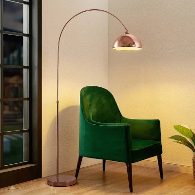 Imagen de lámpara de pie &#039;Lennart&#039; (Moderno) en Cobre hecho Metal e.o. para Salón &amp; Comedor (1 llama, E27) Lindby arco,