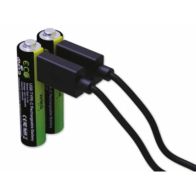 Imagen de VERICO LoopEnergy Wiederaufladbare USB C Batterie AAA 1,5V 900mWh (600mAh) Li Ion, Schnellladung Via Anschluss in ca. 2 Stunden (2X AAA)