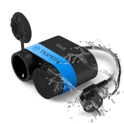 Imagen de Tasmota Smart enchufe exterior NOUS A4T, IP44 resistente al agua, de jardín, 16 A con consumo energía, contador corriente, temporizador, compatible Alexa, Google Home