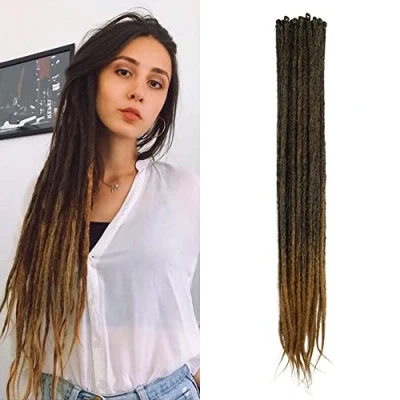 Imagen de Extensiones de Rastas Sintéticas Delgadas 0,6cm Hechas A Mano 20 Pulgadas Hebras Pelo Ganchillo Trenzas Largas Estilo Hip Hop Cabello Suaves, MT1B 27#