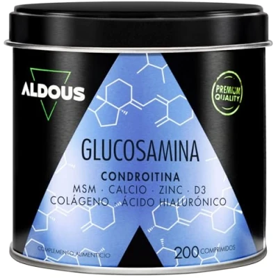 Imagen de Glucosamina Condroitina MSM 200 comprimidos XL Colágeno, Ácido Hialurónico, Zinc, Calcio y Vitamina D3 Antiinflamatorio Natural Para Huesos Articulaciones Libre de plástico