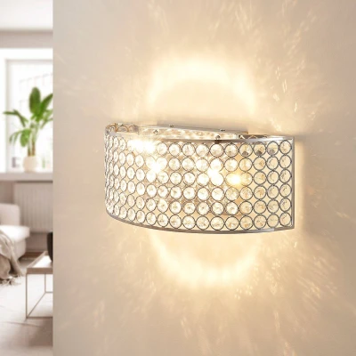 Imagen de Lucande Lámpara pared LED Alizee cristal de vidrio, cromo