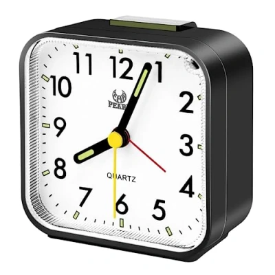 Imagen de Mkitnvy Reloj Despertador Analógico Silencioso,Reloj de Viaje Sin Tictac, Cabecera con Luz Nocturna Función Repetición
