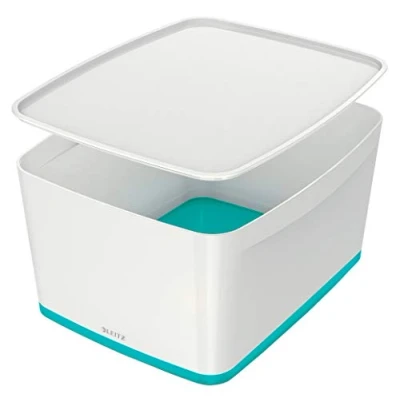Imagen de Leitz Caja MyBox WOW grande con tapa, Blanco/Turquesa