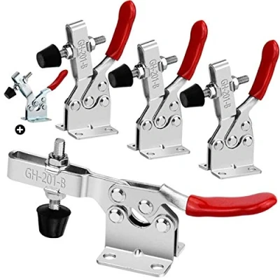 Imagen de 4Pcs Abrazadera De Palanca, Toggle Clamp GH 201 B 201Lbs (90KG) Capacidad Sujeción Antideslizante Horizontal Liberación Rápida Herramienta