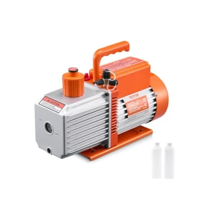 Imagen de VEVOR Bomba de Vacío 9 CFM Paletas Rotativas Doble Etapa con Botella Aceite para Sistemas HVAC, Mantenimiento Aire Acondicionado Automotriz, Desgasificación Resina