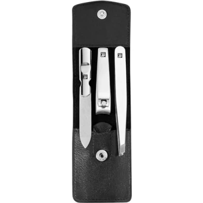 Imagen de Zwilling Set de manicura (3 Piezas, Cuidado uñas y pedicura, Estuche Piel auténtica, con cortaúñas), Acero Inoxidable Pulido, Negro