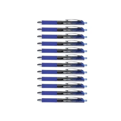 Imagen de Amazon Basics Bolígrafos de gel retráctiles, punta fine (0,7 mm), paquete 12 unidades, Blue
