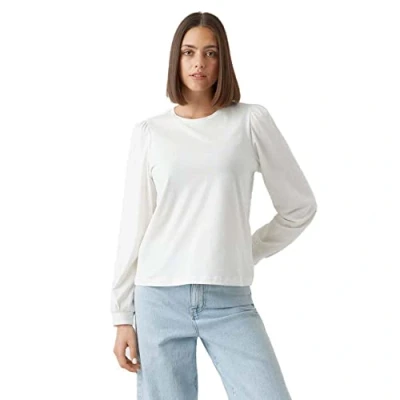 Imagen de VERO MODA Vmkerry LS O Neck Top VMA Noos Camiseta, Blanco Nieve, L Mujeres