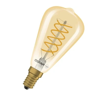 Imagen de OSRAM lámpara LED Edison Vintage 1906 Spiral ST48, 4,8 W, E14, dorada, cable espiral, de lectura, iluminación pared, interior retro, salón, diseño.