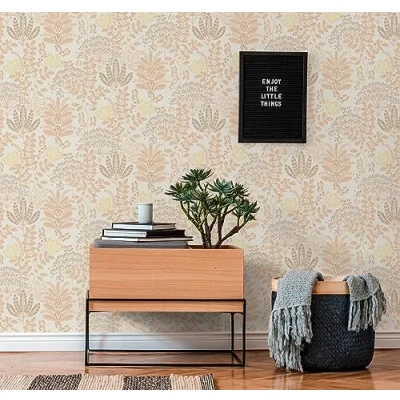 Imagen de Livingwalls Famous Garden 393491 Papel pintado no tejido (10,05 m x 0,53 m), diseño floral, color blanco, naranja y amarillo