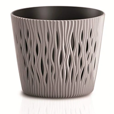 Imagen de Maceta redonda de plastico Sandy Round en color mocca 15,8 (largo) x (ancho) 13,8 (alto) cm
