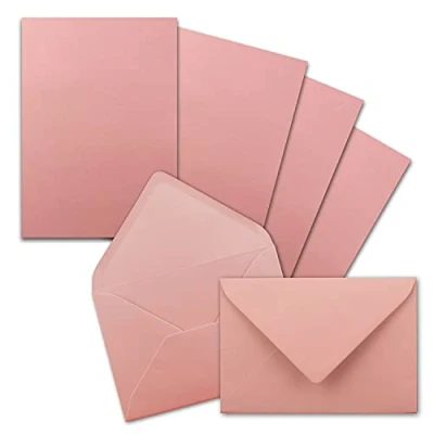 Imagen de FarbenFroh by GUSTAV NEUSER 25 juegos de papel carta DIN A5 con sobres C6, adhesivo en húmedo, rosa viejo (rosa), para escribir acabado mate