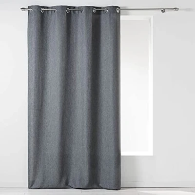 Imagen de douceur d&#039;Intérieur 140 x 260 cm Chambray Uni Newton Anillos de Cortina, Color Gris