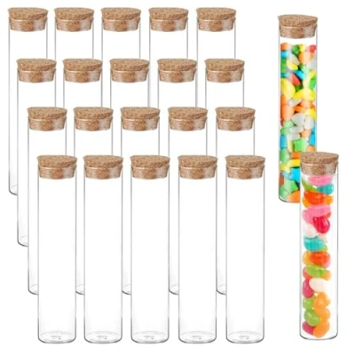 Imagen de 20 Piezas Botella de Vidrio Mini, Mini Botellas Cristal con Corcho, Transparente Frasco para Especia Deseos, 30 ML, Dulces, Especias