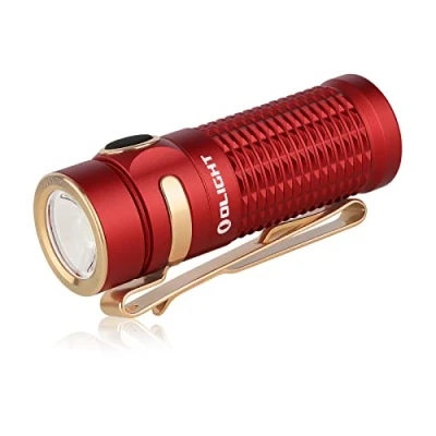 Imagen de OLIGHT Baton 3 Mini EDC Linterna de 1200 Lúmenes, 166 metros Alcance, Impermeable IPX8, Lámpara Mano Recargable con Cable Carga Magnético MCC 1A y Batería Potente Personalizada (Rojo)
