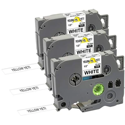 Imagen de Yellow Yeti 3 Casetes de Cinta Laminada TZe 231 TZ negro sobre blanco 12mm x 8m Etiquetas compatibles para Brother P Touch PT 1000 H100 H100LB H110 D210 D210VP D600VP E110 E110VP P700