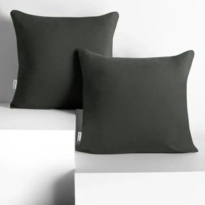 Imagen de DecoKing 2 Fundas de Almohada 50 x cm, algodón, con Cremallera, Color ámbar Grafito