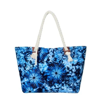 Imagen de DonDon bolso de playa grande impermeable con cremallera hombro Hippie Psychedelic 70`s