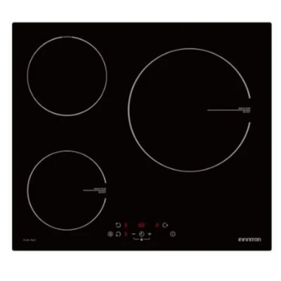 Imagen de INFINITON Placa, 3 Zonas, 9 Niveles de potencia, Modo Boost, Control táctil, Luz calor residual, Bloqueo intantíl (IND A35F Inducción Fuegos)