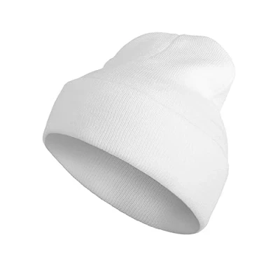 Imagen de Gorro Invierno Hombre y Mujer, Blanco Tipo Beanie Gorras de Tejido, Suave Cálido 100% Acrílico Talla Única
