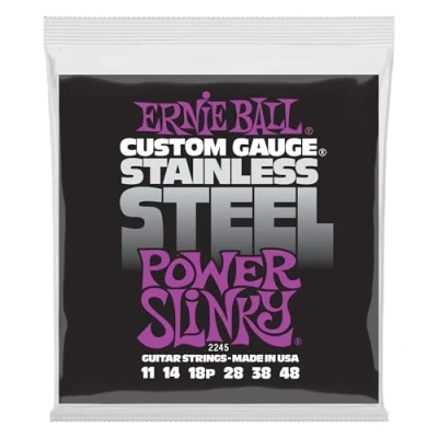 Imagen de Ernie Ball Power Slinky Cuerdas para guitarra eléctrica, entorchado de acero inoxidable, calibre 11 48