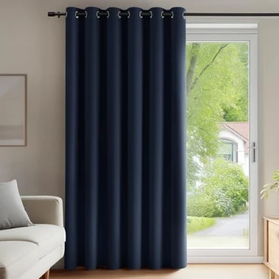 Imagen de Deconovo Cortinas Dormitorio Salon Opacas Moderna con Ojales, Termicas Aislantes Frio y Calor 200x290 cm(Ancho x Alto) Azul Marino, 1 Pieza