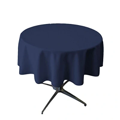 Imagen de LA Linen Polyester Poplin Round Tablecloth, 58&quot;, Navy