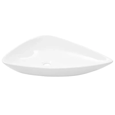 Imagen de vidaXL Lavabo Forma Triangular Cerámica Blanco 645x455x115 mm Baño Aseo Hogar
